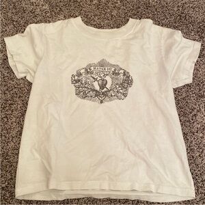 Brandy Melville White Short Mater Dei Baby Sleeve Tee